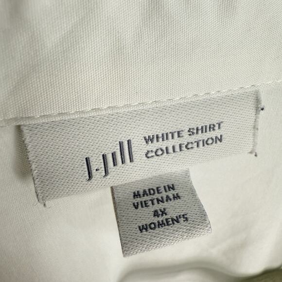 J Jill Plus 4X White Shirt Collection Long Sleeve V Neck Button Up Tunic Classic - Picture 8 of 9